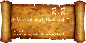 Rózsahegyi Rodrigó névjegykártya